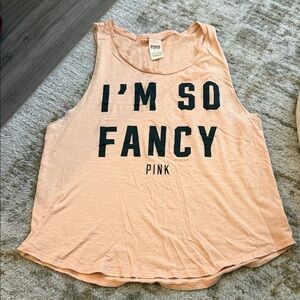 PINK Victoria's Secret Sz Medium Tank Top - Peach Orange “I’m so fancy”